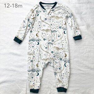 💙2/$25 Nest Designs 12-18 Months Toddler Baby Stars White Zipper Sleeper Romper